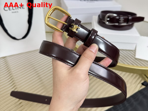 Celine Medium 25mm Vivienne Belt in Burgundy Taurillon Leather Replica