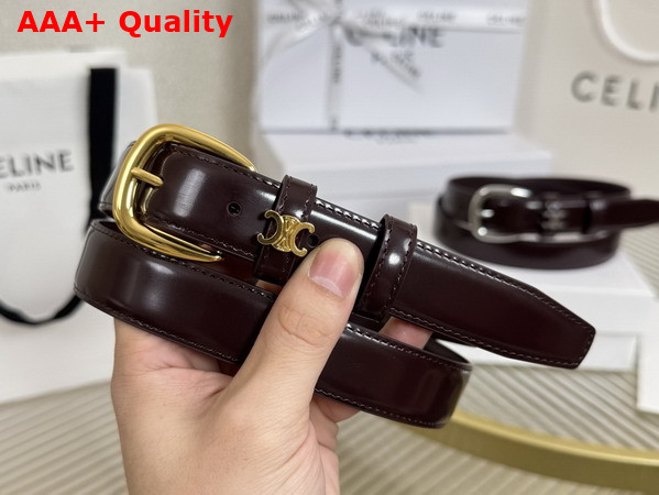 Celine Medium 25mm Vivienne Belt in Burgundy Taurillon Leather Replica