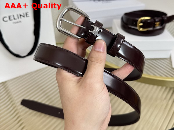 Celine Medium 25mm Vivienne Belt in Burgundy Taurillon Leather Replica