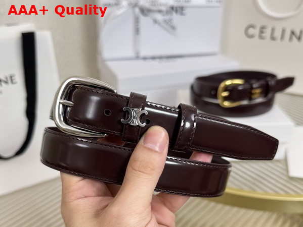 Celine Medium 25mm Vivienne Belt in Burgundy Taurillon Leather Replica
