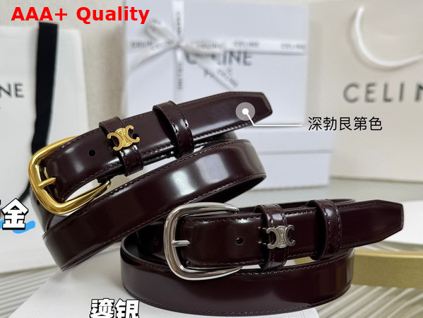Celine Medium 25mm Vivienne Belt in Burgundy Taurillon Leather Replica