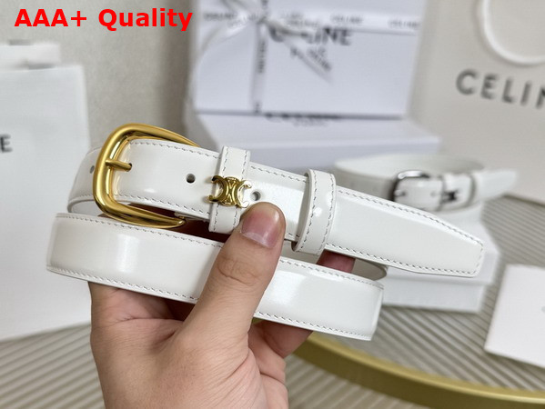 Celine Medium 25mm Vivienne Belt in White Taurillon Leather Replica