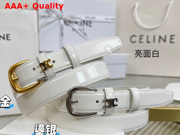 Celine Medium 25mm Vivienne Belt in White Taurillon Leather Replica