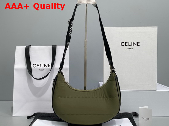 Celine Medium Ava Bag with Celine Strap in Quilted Nylon Khaki Replica