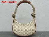 Celine Medium Ava Rope in Triomphe Canvas and Calfskin White Replica