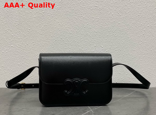 Celine Medium Bag Cuir Triomphe in Black Natural Calfskin Replica