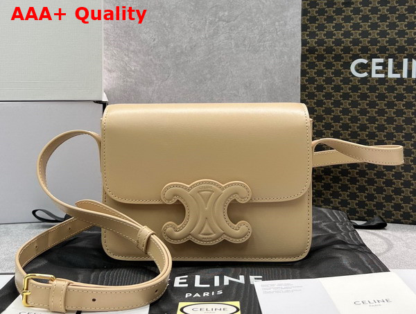 Celine Medium Bag Cuir Triomphe in Natural Calfskin Beige Replica