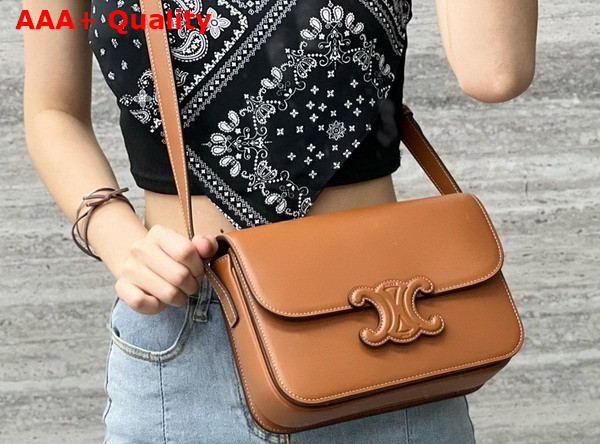 Celine Medium Bag Cuir Triomphe in Tan Natural Calfskin Replica