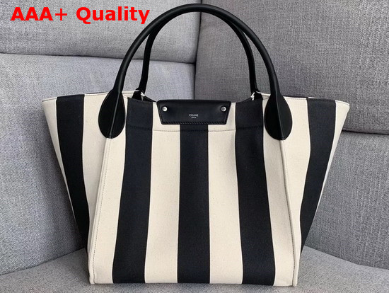 Celine Medium Big Bag in Large Striped Textile Black and White Replica