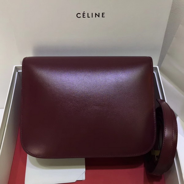 Celine Medium Box Bag Bordeaux Box Calfskin Gold Hardware For Sale