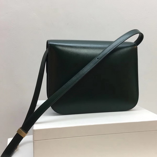 Celine Medium Box Bag Dark Green Box Calfskin Gold Hardware For Sale