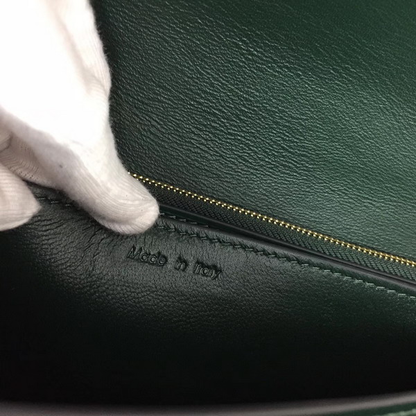 Celine Medium Box Bag Dark Green Box Calfskin Gold Hardware For Sale