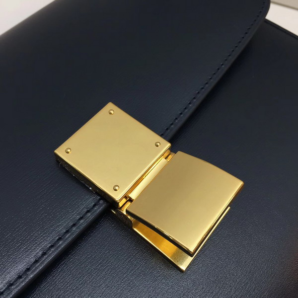 Celine Medium Box Bag Navy Blue Box Calfskin Gold Hardware For Sale