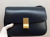 Celine Medium Box Bag Navy Blue Box Calfskin Gold Hardware For Sale