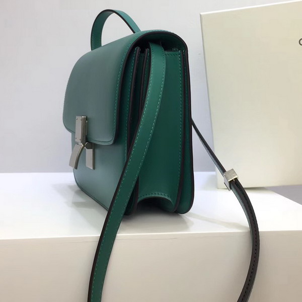 Celine Medium Box Bag Turquoise Box Calfskin Silver Hardware For Sale