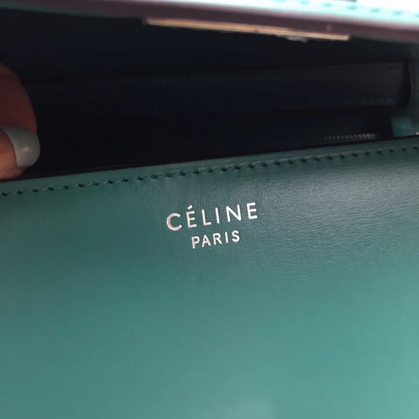 Celine Medium Box Bag Turquoise Box Calfskin Silver Hardware For Sale