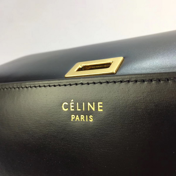 Celine Medium Box Bag in Black Box Calfskin Gold Hardware For Sale