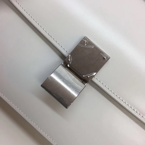 Celine Medium Box Bag in White Box Leather with Silver Hardwares For Sale