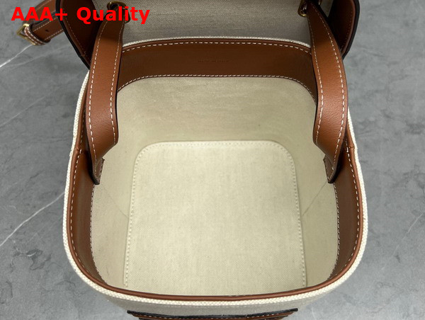 Celine Medium Box Cuir Triomphe in Textile and Calfskin Natural Tan Replica