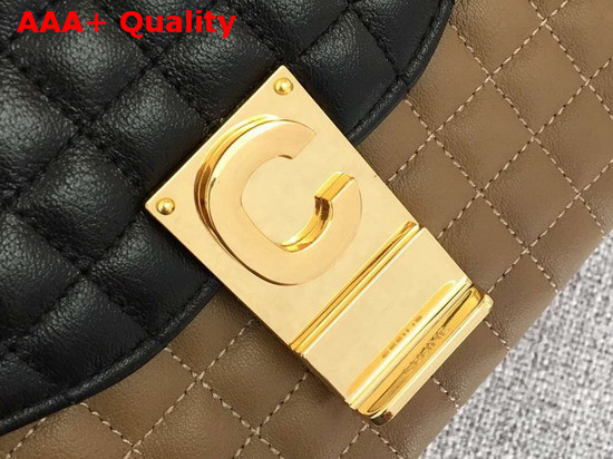 Celine Medium C Bag in Bicolour Quilted Calfskin Light Camel and Black Replica