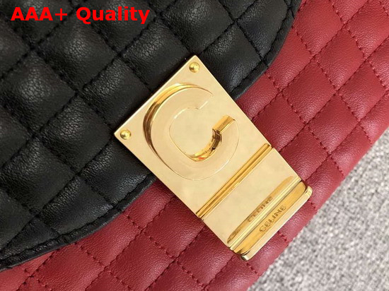 Celine Medium C Bag in Bicolour Quilted Calfskin Red and Black Replica