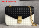 Celine Medium C Bag in Bicolour Quilted Calfskin White and Black Replica