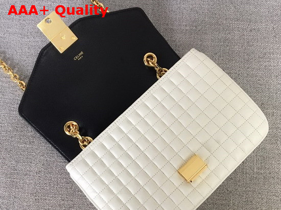 Celine Medium C Bag in Bicolour Quilted Calfskin White and Black Replica