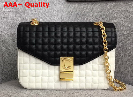 Celine Medium C Bag in Bicolour Quilted Calfskin White and Black Replica