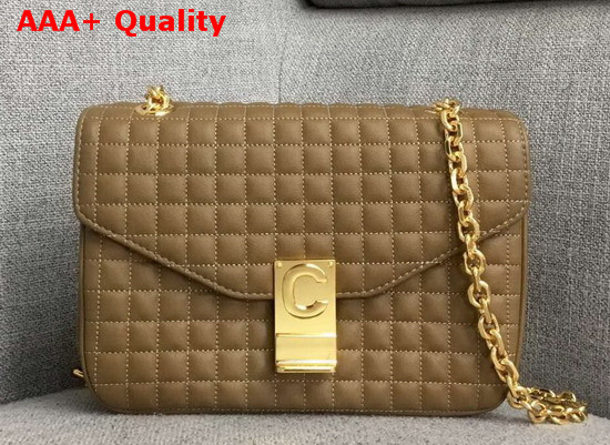 Celine Medium C Bag in Light Camel Quilted Calfskin Replica