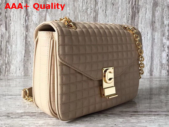 Celine Medium C Bag in Nude Quilted Calfskin Replica