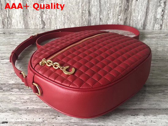 Celine Medium C Charm Bag in Red Quilted Calfskin Replica