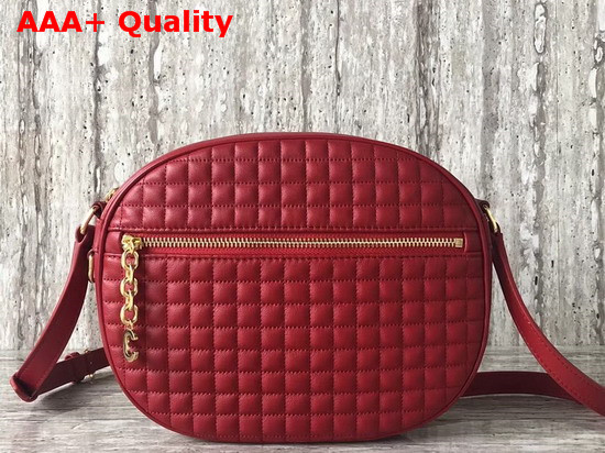 Celine Medium C Charm Bag in Red Quilted Calfskin Replica