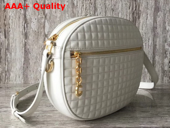 Celine Medium C Charm Bag in White Quilted Calfskin Replica