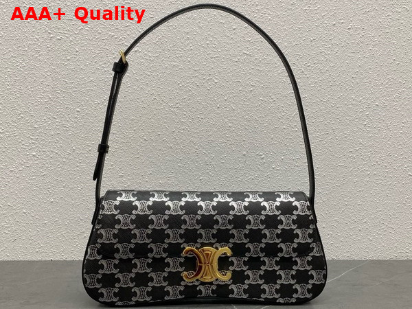 Celine Medium Celine Lola Bag in Triomphe Canvas Two Tone Black Replica