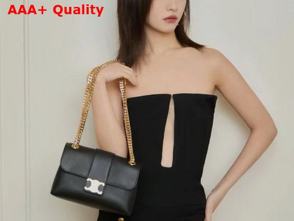 Celine Medium Celine Victoire Bag in Black Supple Calfskin Replica