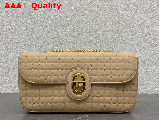 Celine Medium Chain Sulky Bag in Beige Quilted Lambskin Replica