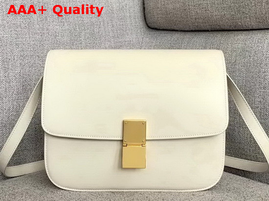 Celine Medium Classic Bag in White Box Calfskin Replica