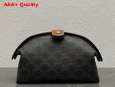 Celine Medium Cosmetic Pouch in Triomphe Canvas and Calfskin Tan Replica