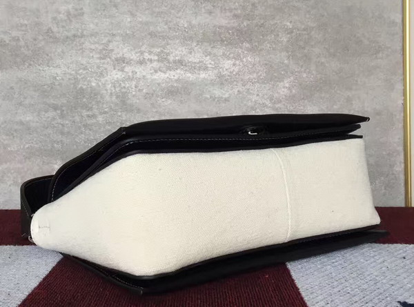 Celine Medium Frame Shoulder Bag in Black and White Shiny Smooth Calfskin and Textile for Sale