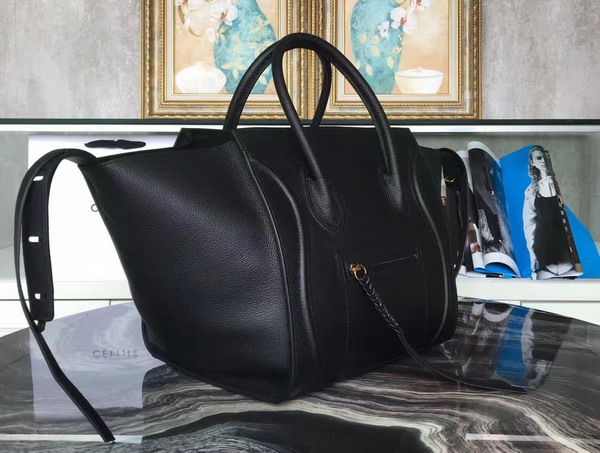 Celine Medium Luggage Phantom Handbag in Black Grained Calfskin for Sale