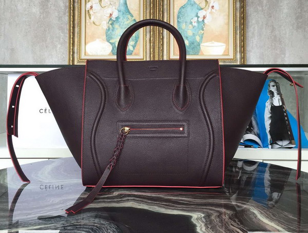 Celine Medium Luggage Phantom Handbag in Bordeaux Grained Calfskin for Sale
