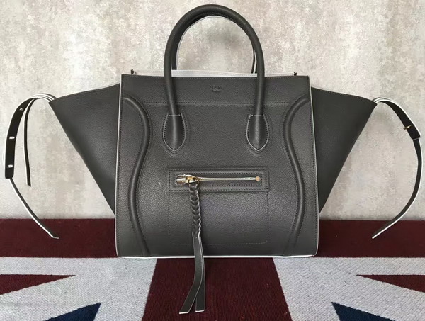 Celine Medium Luggage Phantom Handbag in Dark Grey Grained Calfskin for Sale