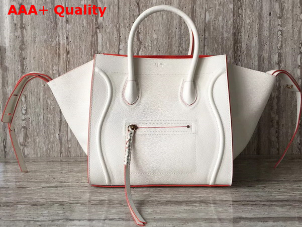 Celine Medium Luggage Phantom Handbag in White Grained Calfskin Replica