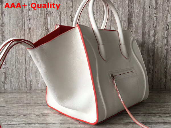 Celine Medium Luggage Phantom Handbag in White Grained Calfskin Replica