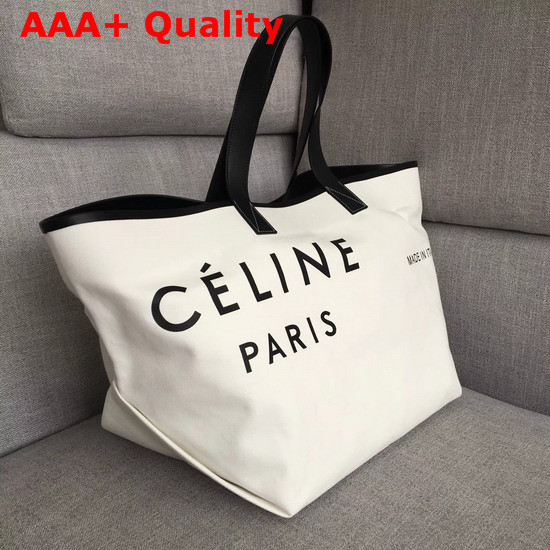 Celine Medium Made in Tote in Textile White and Black Replica