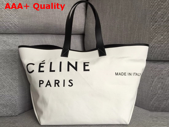 Celine Medium Made in Tote in Textile White and Black Replica