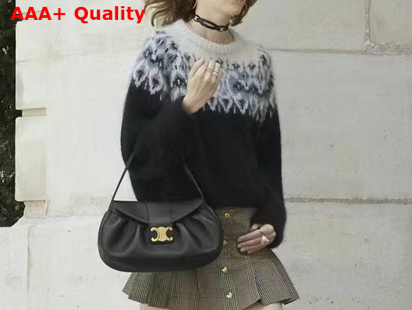 Celine Medium Polly Bag in Black Supple Calfskin Replica