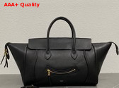 Celine Medium Smiling New Luggage in Black Supple Shiny Lambskin Replica