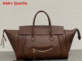 Celine Medium Smiling New Luggage in Deep Brown Supple Shiny Lambskin Replica