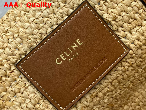 Celine Medium Supple Celine Classic Panier in Raffia and Calfskin Tan Replica